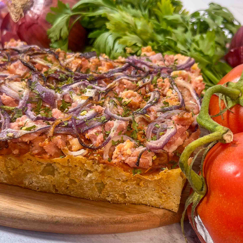 Pizza Artesanal de Calabresa com Cebola Roxa  | Pizza de Aniversário de Calabresa com Cebola Roxa
